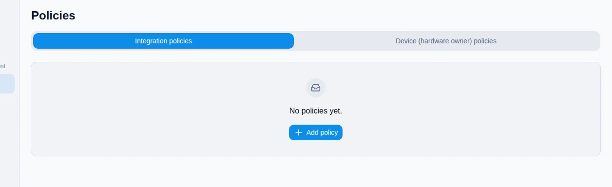 Site Policies tab for an access-control building.